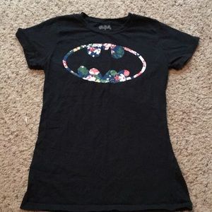 Floral Batman logo tee shirt